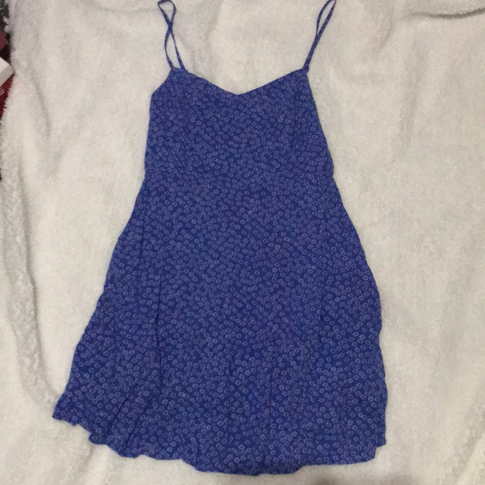 Blue Flower Print Mini Dress